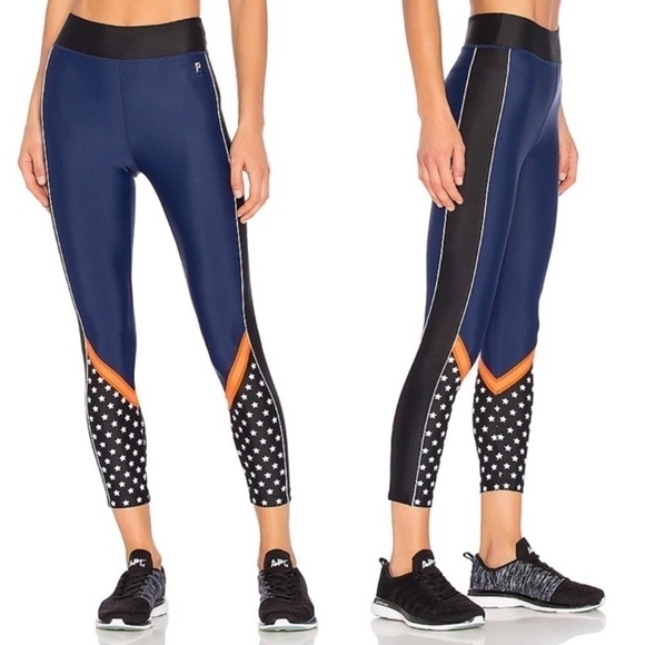 P.e Nation Down The Wire High Waisted Blue Star Printed Leggings - Picture 1 of 10